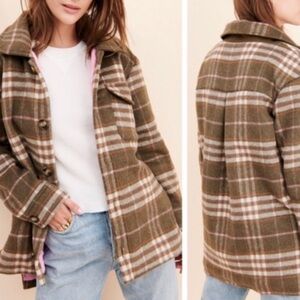 For love and lemons plaid +pink trucker jacket